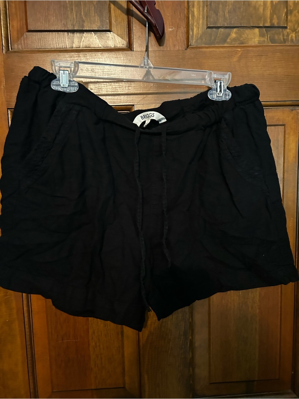 Briggs New York Black Linen Drawstring Shorts